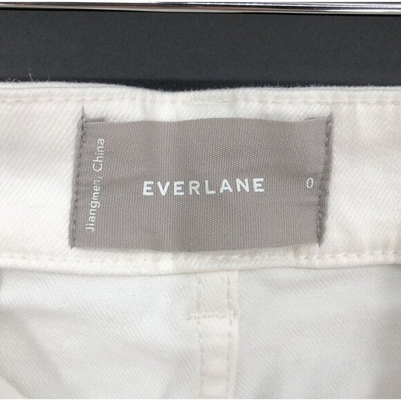 Everlane Women's Cropped Wide-Leg Short Jeans Size 0 White Denim Pants Old Money - Picture 3 of 7